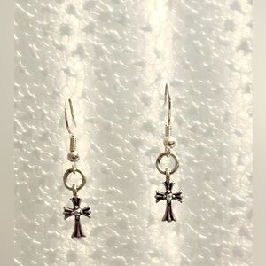 Silver Cross Dangle Earrings